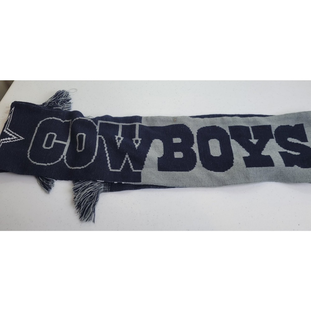 Dallas Cowboys NFL Football Blue Double Sided Fringe Reversible Scarf 58"x7"